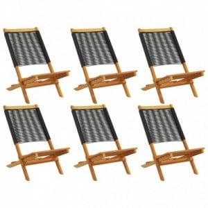 6 db fekete tömör akácfa összecsukható kerti szék