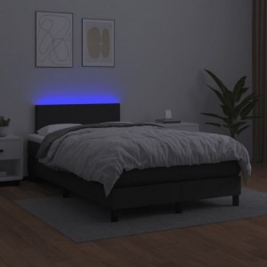 Fekete műbőr rugós és LED-es ágy matraccal 120x190 cm