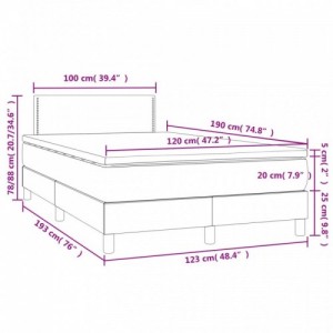 Sötétkék bársony rugós és LED-es ágy matraccal 120x190 cm