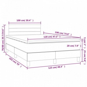 Sötétkék bársony rugós és LED-es ágy matraccal 120x190 cm