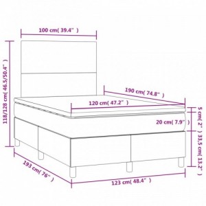 Sötétzöld bársony rugós és LED-es ágy matraccal 120x190 cm