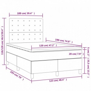 Rózsaszín bársony rugós és LED-es ágy matraccal 120 x 190 cm