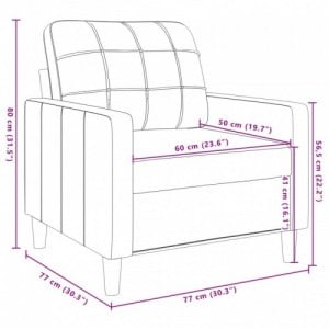 Világosszürke bársony kanapéfotel 60 cm