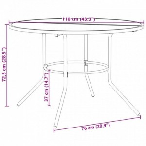 Antracit porszórt acél kerek teraszasztal Ø110x72,5 cm