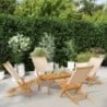 4 db bézs szövet és tömör fa összecsukható kerti szék