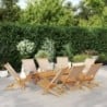 8 db bézs szövet és tömör fa összecsukható kerti szék
