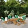 6 db zöld szövet és tömör fa összecsukható kerti szék