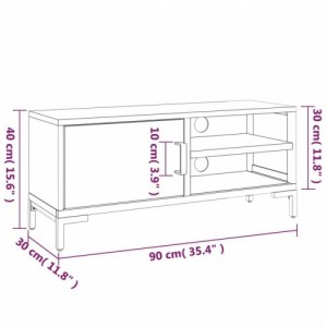 Fekete tömör újrahasznosított fenyőfa TV-szekrény 90x30x40 cm