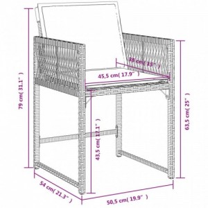 4 db fekete polyrattan kerti szék párnával