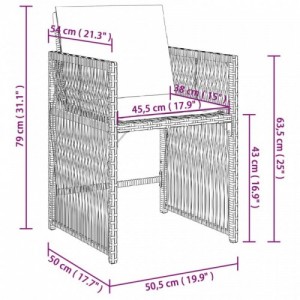 4 db fekete polyrattan kerti szék párnával