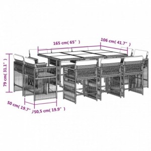 11 részes barna polyrattan kerti ülőgarnitúra párnákkal