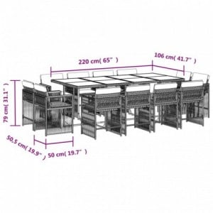 13 részes barna polyrattan kerti ülőgarnitúra párnákkal