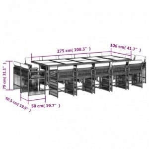 15 részes barna polyrattan kerti ülőgarnitúra párnákkal