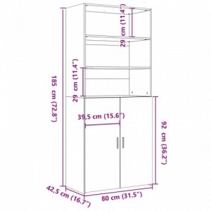 Fekete szerelt fa magasszekrény 80 x 42,5 x 185 cm