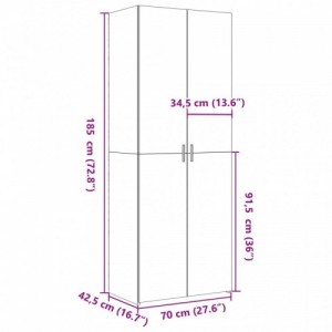 Fekete szerelt fa magasszekrény 70 x 42,5 x 185 cm