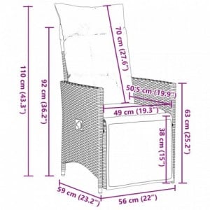 3 részes szürke polyrattan kerti bisztrógarnitúra párnákkal