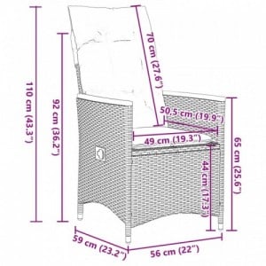 9 részes szürke polyrattan kerti bisztrógarnitúra párnákkal