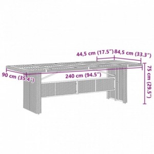 9 részes szürke polyrattan kerti bisztrógarnitúra párnákkal