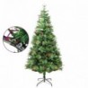 Zöld PVC és PE megvilágított karácsonyfa fenyőtobozzal 225 cm