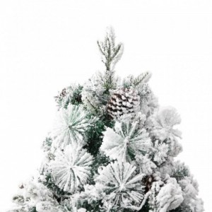 PVC és PE megvilágított karácsonyfa hóval|fenyőtobozzal 195 cm