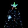 Fekete száloptikás karácsonyfa LED-es hópelyhekkel 210 cm