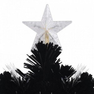 Fekete száloptikás karácsonyfa LED-es hópelyhekkel 210 cm