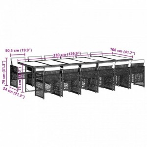 13 részes szürke polyrattan kerti étkezőgarnitúra párnákkal