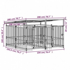 Acél kültéri kutyakennel tetővel 3,75 m²