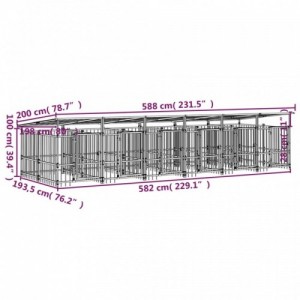 Acél kültéri kutyakennel tetővel 11,26 m²