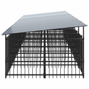 Acél kültéri kutyakennel tetővel 13,14 m²