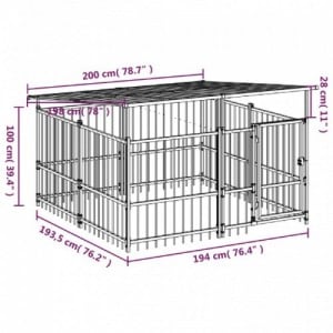 Acél kültéri kutyakennel tetővel 3,75 m²