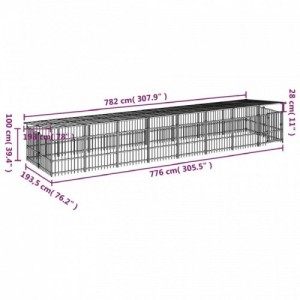 Acél kültéri kutyakennel tetővel 15,02 m²