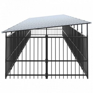 Acél kültéri kutyakennel tetővel 18,77 m²