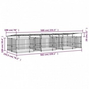 Acél kültéri kutyakennel tetővel 11,26 m²