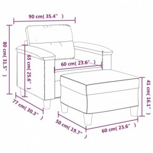 Tópszínű mikroszálas szövet kanapéfotel lábtartóval 60 cm