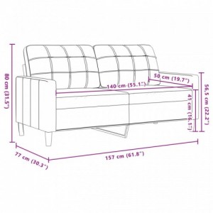 Kétszemélyes világosszürke bársony kanapé 140 cm