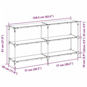 Acél tálalóasztal fekete üveglappal 158,5 x 30 x 81 cm