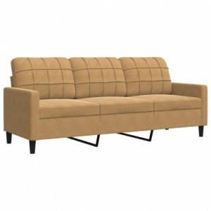 3 személyes barna bársony kanapé 180 cm
