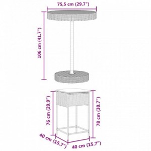 5 részes szürke polyrattan kerti bárszett párnákkal