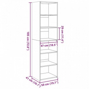 Betonszürke színű szerelt fa magasszekrény 50 x 41 x 185