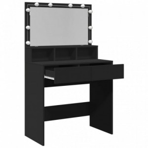 Fekete fésülködőasztal LED-del 80 x 41 x 134,5 cm