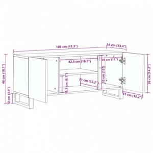 Fehér tömör mangófa TV-szekrény 105 x 34 x 46 cm