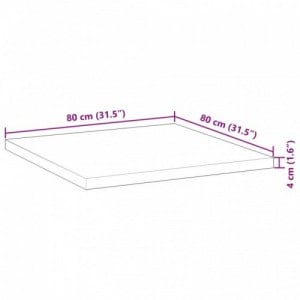 Négyzet alakú tömör akácfa asztallap 80 x 80 x 4 cm