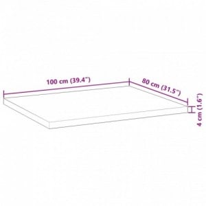 Négyszög alakú tömör akácfa asztallap 100 x 80 x 4 cm