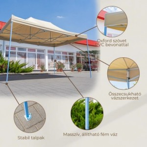 Összecsukható kerti pavilon 3x4,5 m bézs