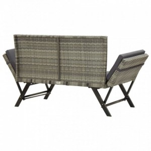 Szürke polyrattan kerti pad párnával 176 cm