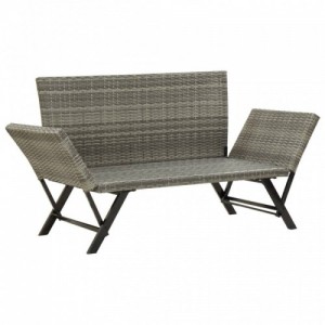 Szürke polyrattan kerti pad párnával 176 cm