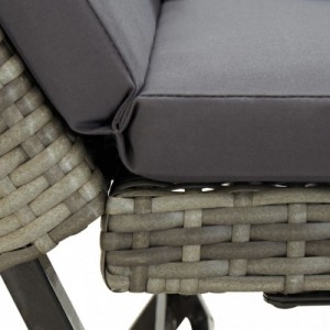 Szürke polyrattan kerti pad párnával 176 cm