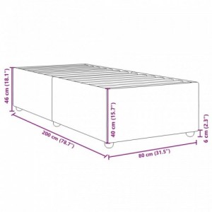 Sötétszürke szövet ágykeret matrac nélkül 80x200 cm