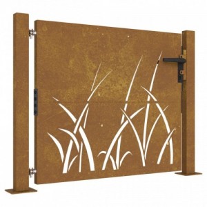 Fűmintás corten acél kerti kapu 105 x 80 cm